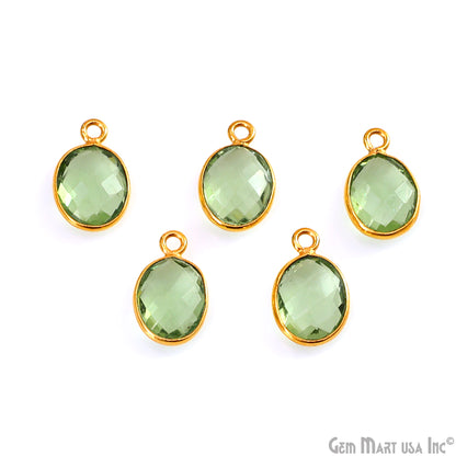 Green Amethyst 8x10mm Oval Single Bail Gold Bezel Gemstone Connector