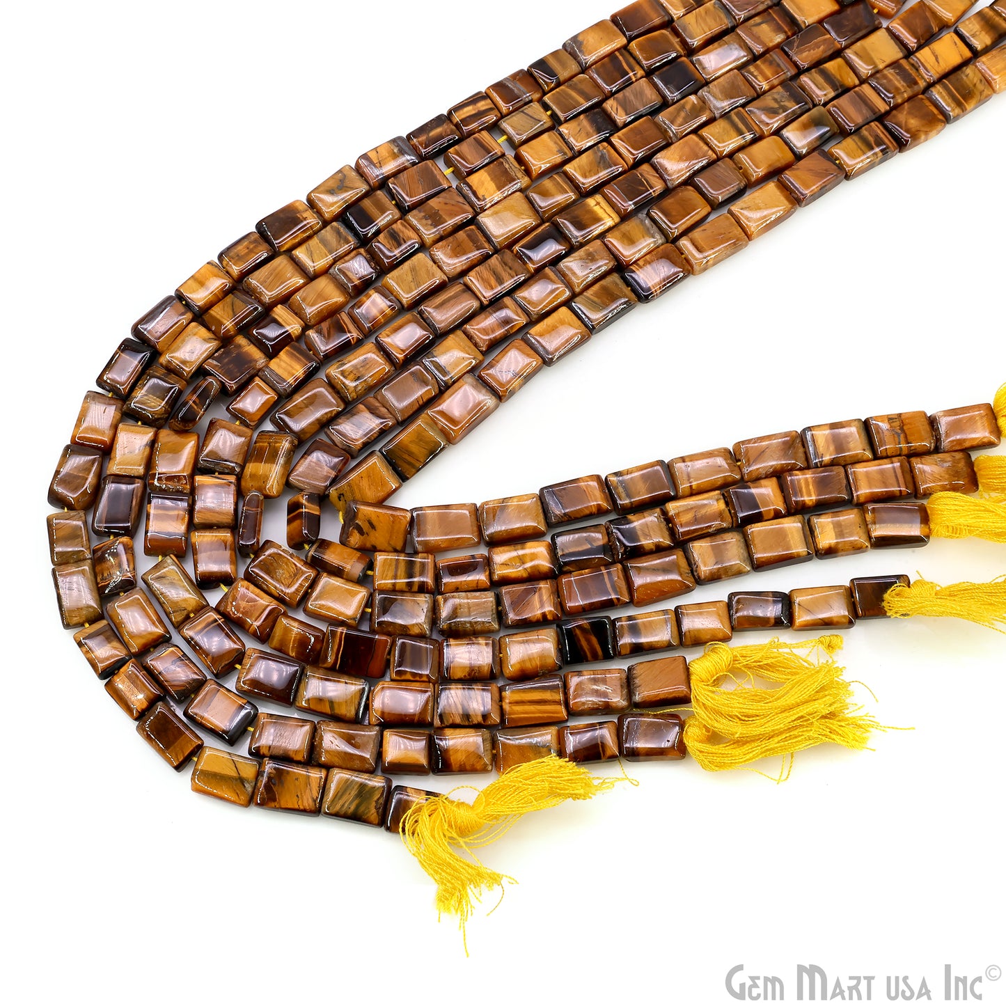 Tiger Eye Smooth Square Drilled Beads 7-10X6-7mm Waist Beads, Rondelle Bead Strand 13 Inch