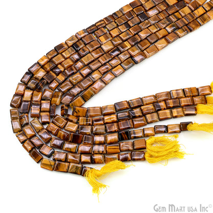 Tiger Eye Smooth Square Drilled Beads 7-10X6-7mm Waist Beads, Rondelle Bead Strand 13 Inch