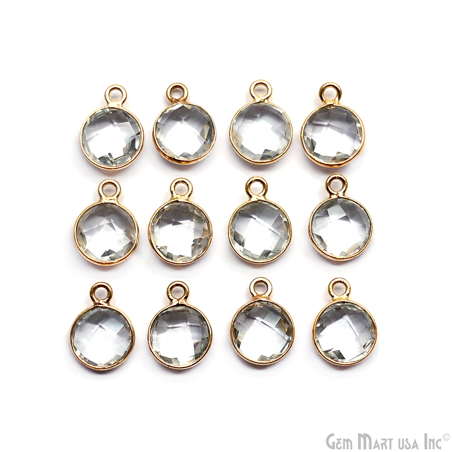 Round 8mm Single Bail Gold Plated Bezel Gemstone Connectors