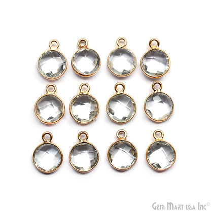 Round 8mm Single Bail Gold Plated Bezel Gemstone Connectors