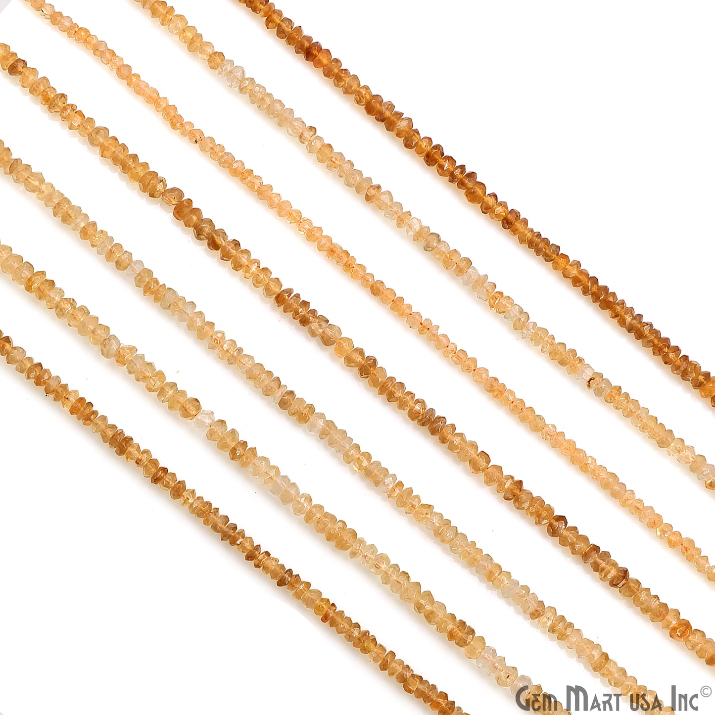 Lemon Topaz Faceted Round Drilled Beads 3-4mm Waist Beads, Rondelle Bead Strand 14 Inch