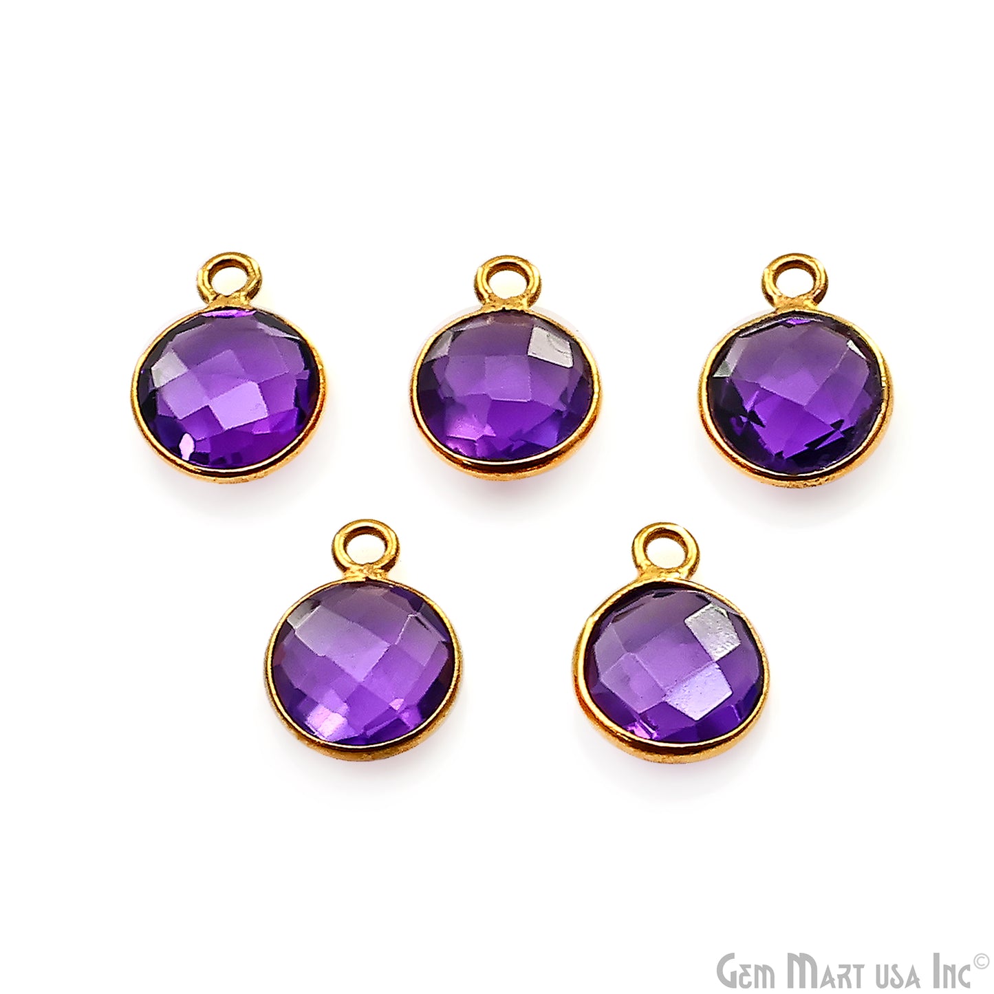 Round 8mm Single Bail Gold Plated Bezel Gemstone Connectors