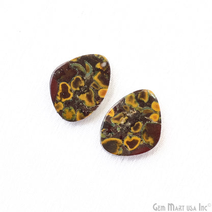 Fruit Jasper Free Form Shape 24x20mm Loose Gemstone For Earring Pair