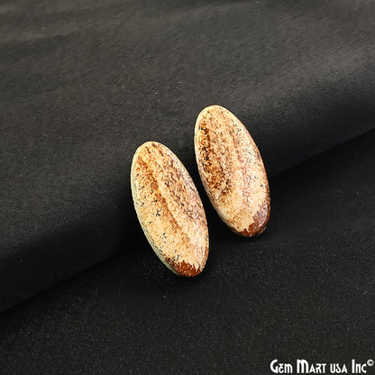 Picture Jasper Oval Shape 27x13mm Loose Gemstone For Earring Pair