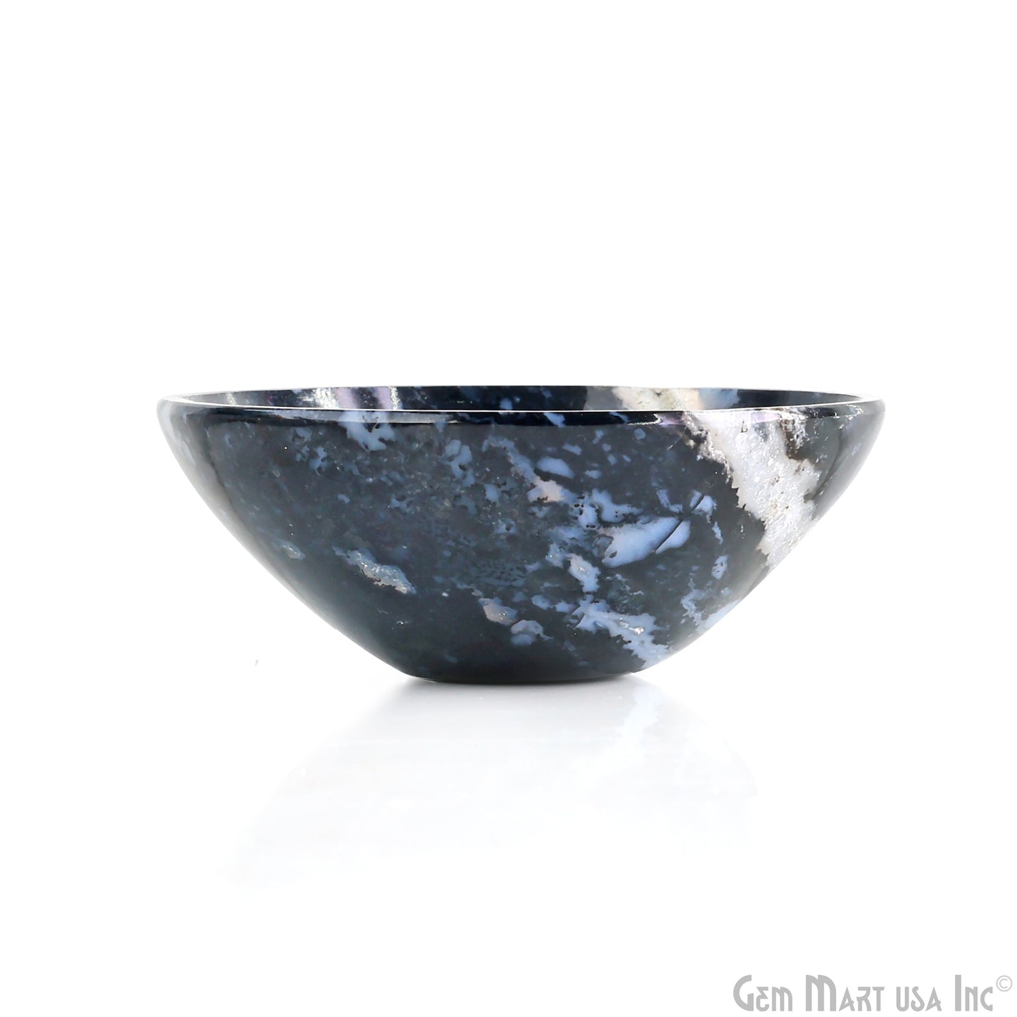 Natural Black Chalcedony Mini Carved Gemstone Bowl Cup 2 inch