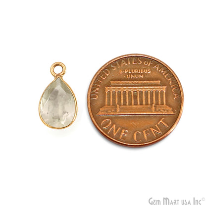 Pears 7x10mm Brilliant Cut Gold Plated Bezel Single Bail Connector