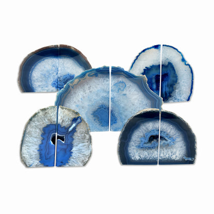 Natural Blue Agate Geode Bookend Pair (2-4lbs, 4-6inch) Home Decor *Ships Free