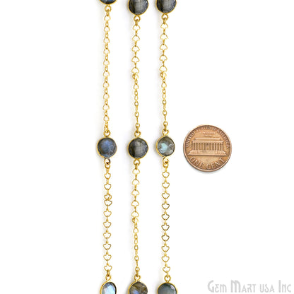 Labradorite Round 10mm Gold Plated Link Bezel Connector Chain