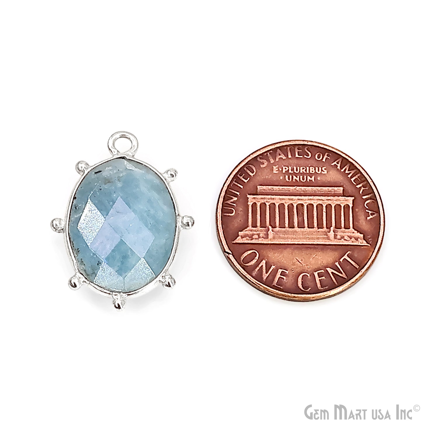 Oval 21x15mm Design Bezel Silver Plated Single Bail Gemstone Connector