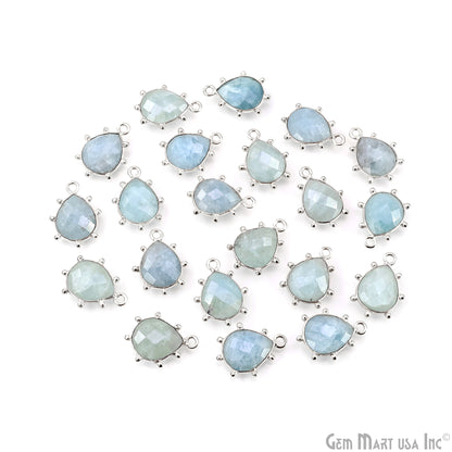 Pears 18x13mm Design Bezel Silver Plated Single Bail Gemstone Connector