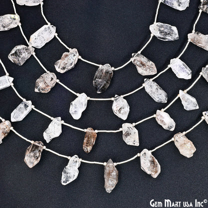 Herkimer Diamond Rough Beads, 9.5 Inch Gemstone Strands, Drilled Strung Briolette Beads, Free Form, 12x20mm