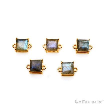 Labradorite Prong Setting Gold Plated Flashy Gemstone Connector