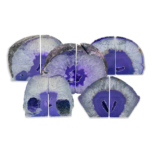 Natural Purple Agate Geode Bookend Pair (2-4lbs, 4-6inch) Home Decor *Ships Free