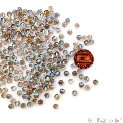 Labradorite Wholesale Gemstones, 100% Natural Semi-Precious Gems, Blue Flash Cabochon Loose Gems, 5mm, Round, 10PC Lot
