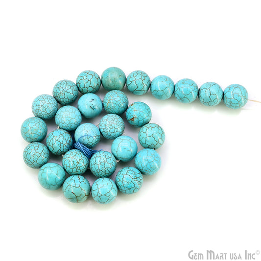 Turquoise Smooth Round Drilled Beads 11-12mm Waist Beads, Rondelle Bead Strand 16 Inch