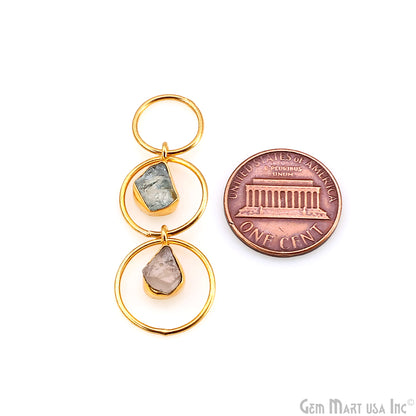 DIY Rough Gemstone Gold Plated Bezel Setting Dangle Chandelier Finding Connector 1PC