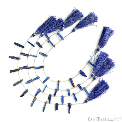 Kyanite Rough Beads, 9.5 Inch Gemstone Strands, Drilled Strung Briolette Beads, Free Form, 12x20mm