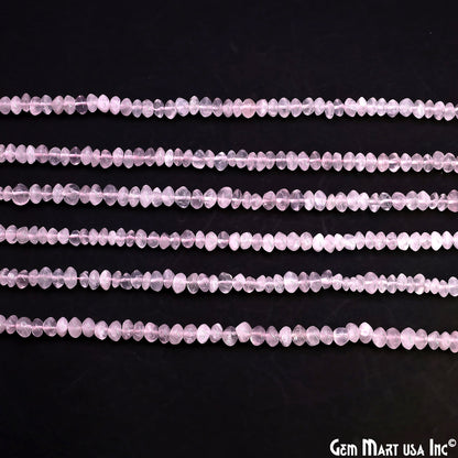 Rose Quartz Smooth Round Drilled Beads 4-6mm Waist Beads, Rondelle Bead Strand 13 Inch