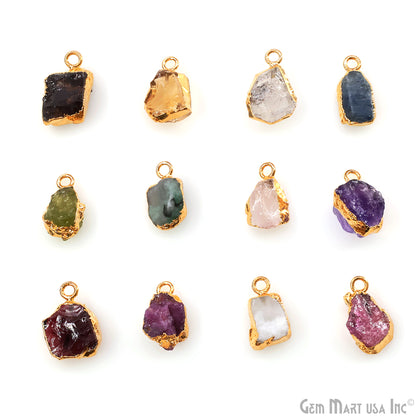 Organic Rough Gold Electroplated 13x7mm Single Bail Gemstone Charm Crystal Pendant