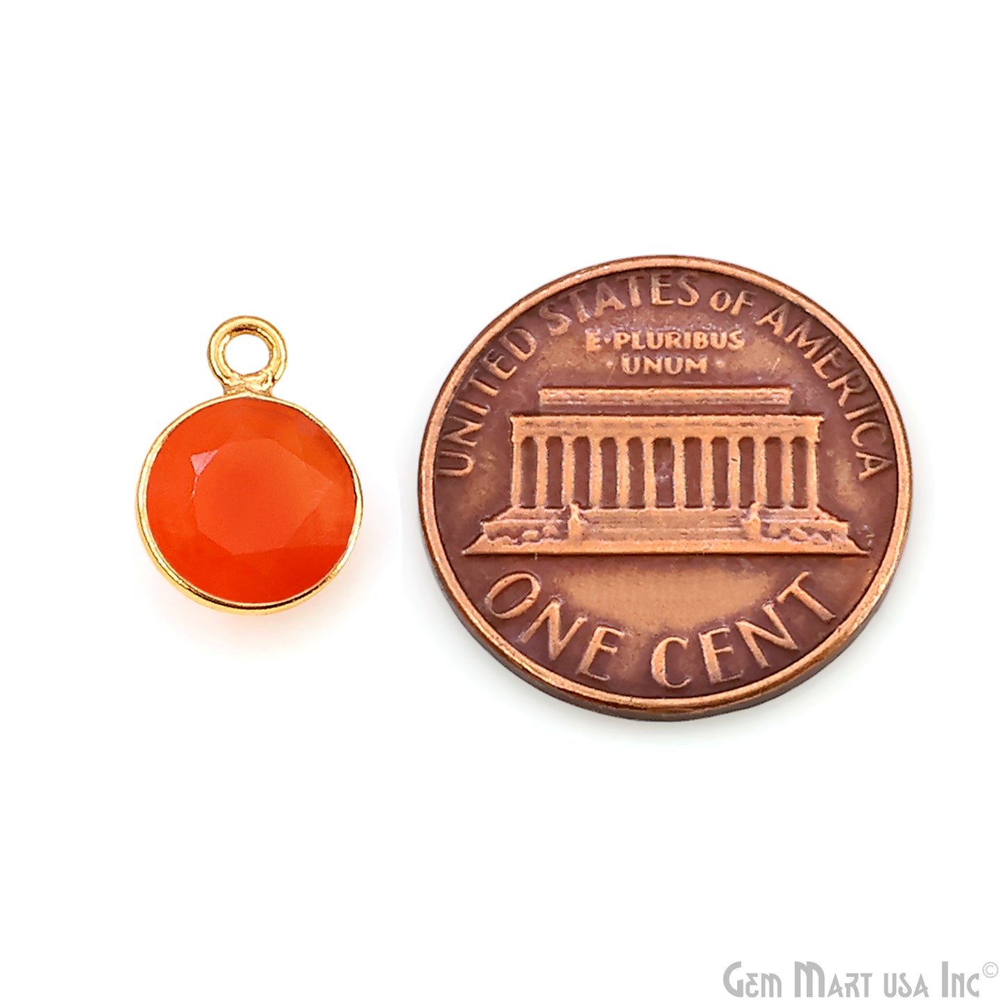 Round 8mm Brilliant Cut Gold Plated Bezel Single Bail Gemstone Connector