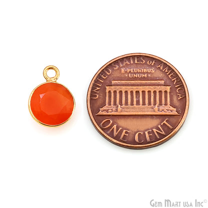 Round 8mm Brilliant Cut Gold Plated Bezel Single Bail Gemstone Connector