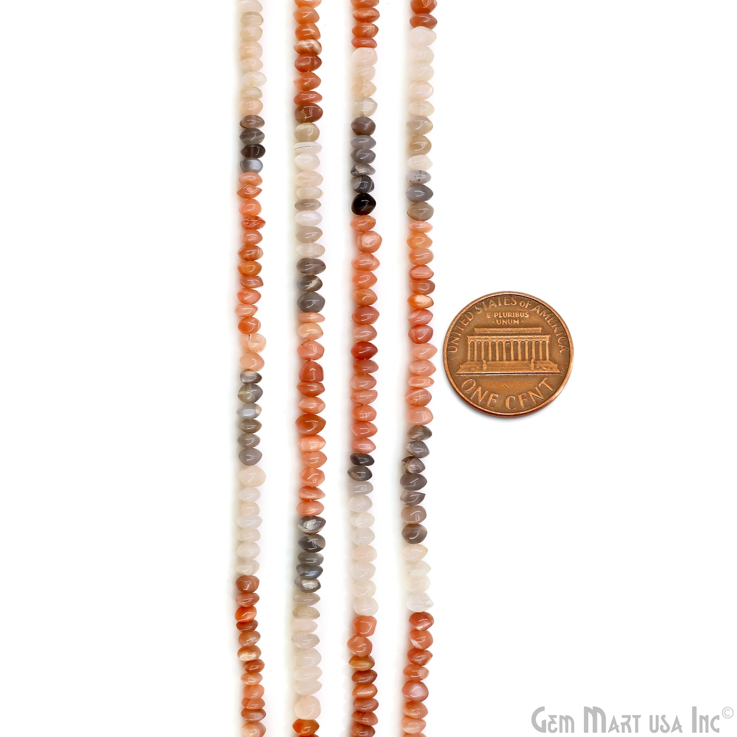 Multi Moonstone Smooth Round Drilled Beads 4-6mm Waist Beads, Rondelle Bead Strand 13 Inch