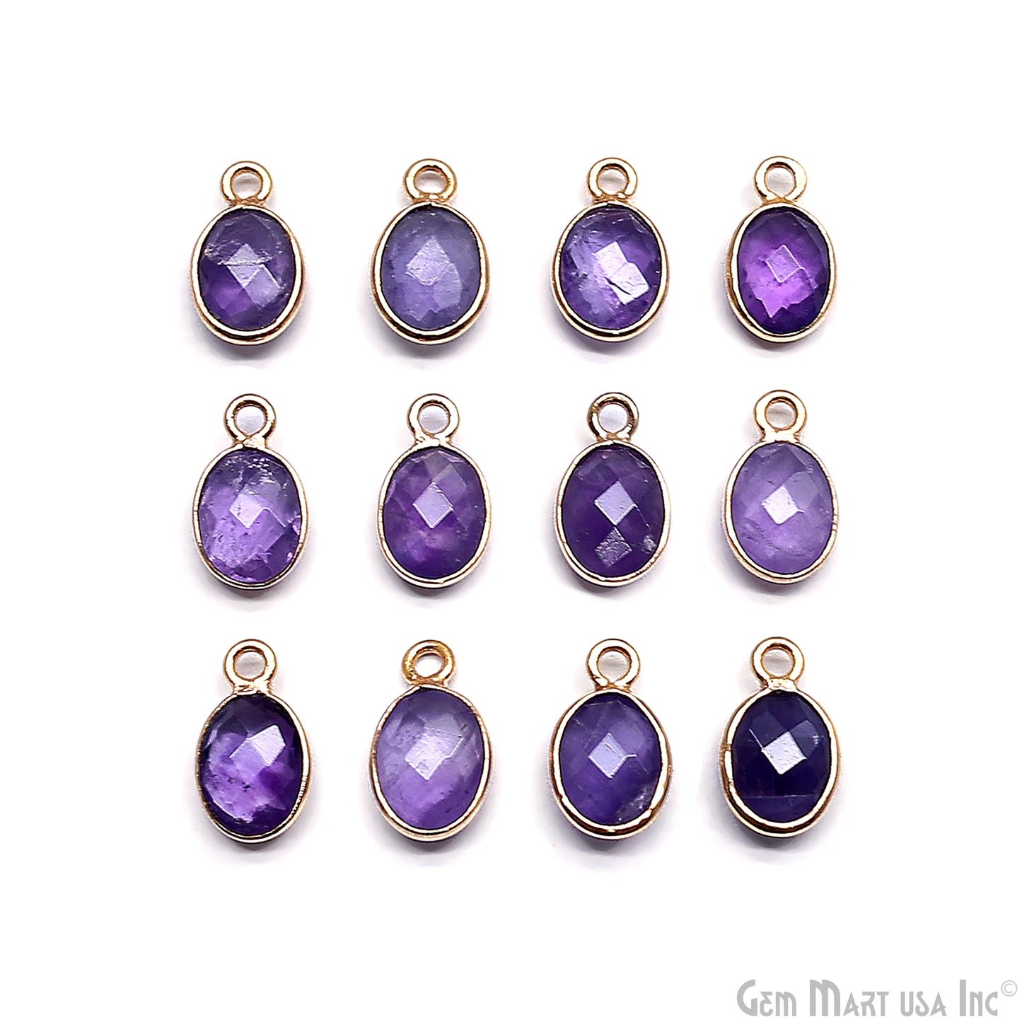 Oval 6x8mm Gold Bezel Single Bail Gemstone Connector