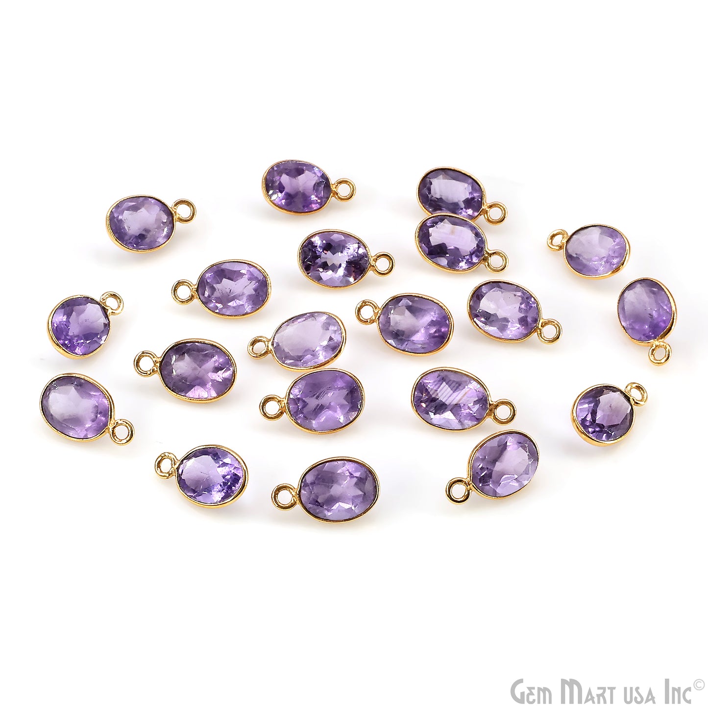 Oval 7x9mm Brilliant Cut Gold Plated Bezel Single Bail Connector