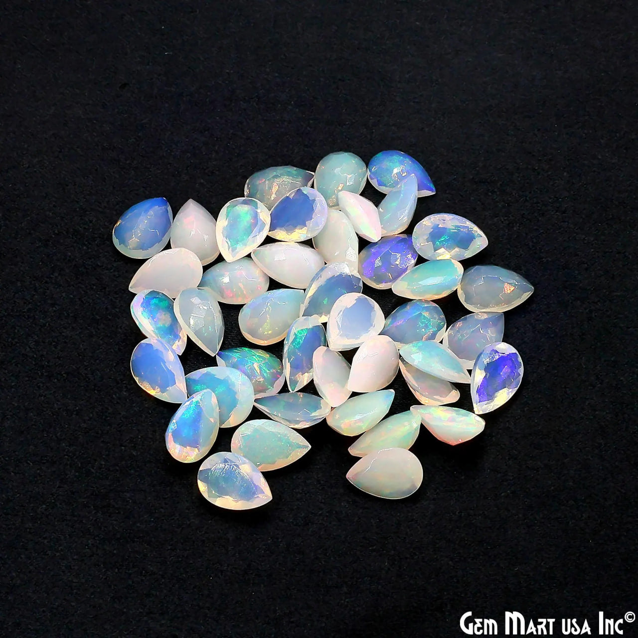 Ethiopian Opal Wholesale Gemstones, 100% Natural Precious Gems, Rainbow Cabochons Loose Gems, 6x9mm, Pears, 4PC