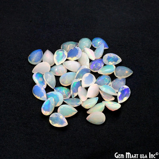 Ethiopian Opal Wholesale Gemstones, 100% Natural Precious Gems, Rainbow Cabochons Loose Gems, 6x9mm, Pears, 4PC