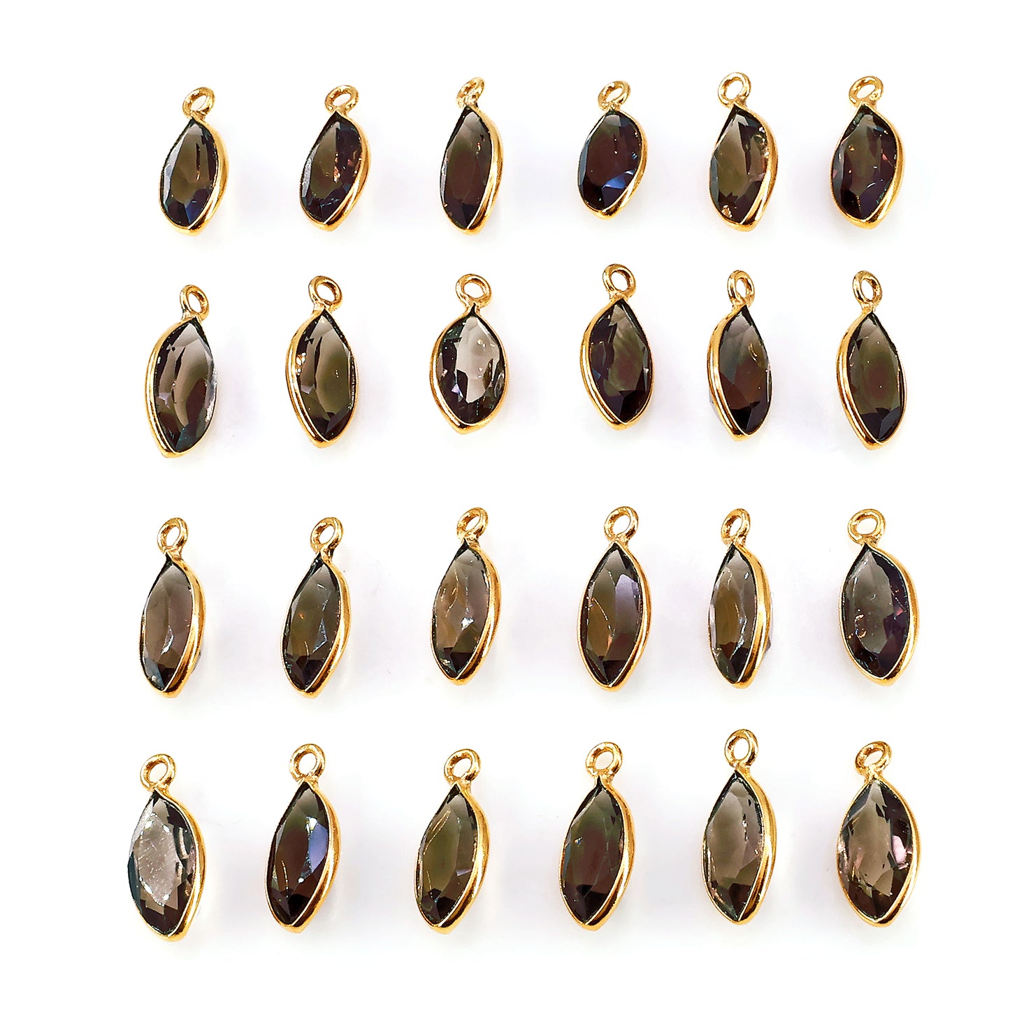 Marquise 6x12mm Brilliant Cut Gold Plated Bezel Single Bail Connector