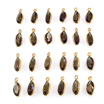 Marquise 6x12mm Brilliant Cut Gold Plated Bezel Single Bail Connector