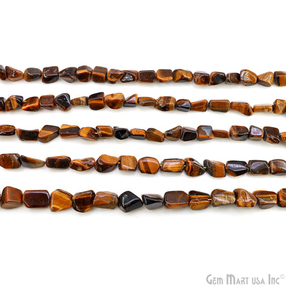 Tiger Eye Tumble Beads Free Form Drilled Beads 7-10X13-18mm Waist Beads, Rondelle Bead Strand 14 Inch