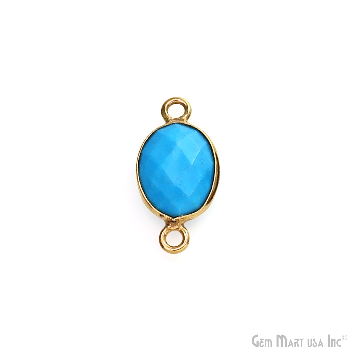 Turquoise 8x10mm Oval Double Bail Gold Bezel Gemstone Connector