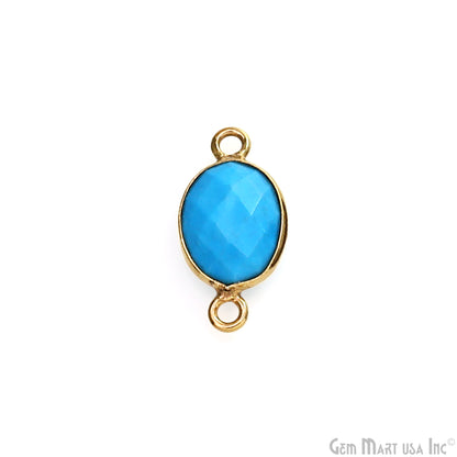 Turquoise 8x10mm Oval Double Bail Gold Bezel Gemstone Connector