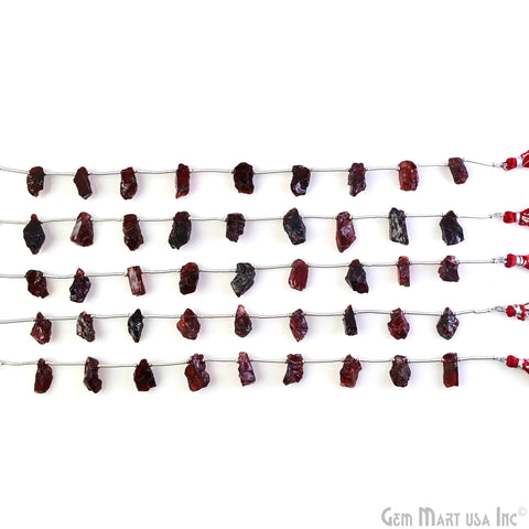 Garnet Rough Beads, 9.5 Inch Gemstone Strands, Drilled Strung Briolette Beads, Free Form, 12x20mm