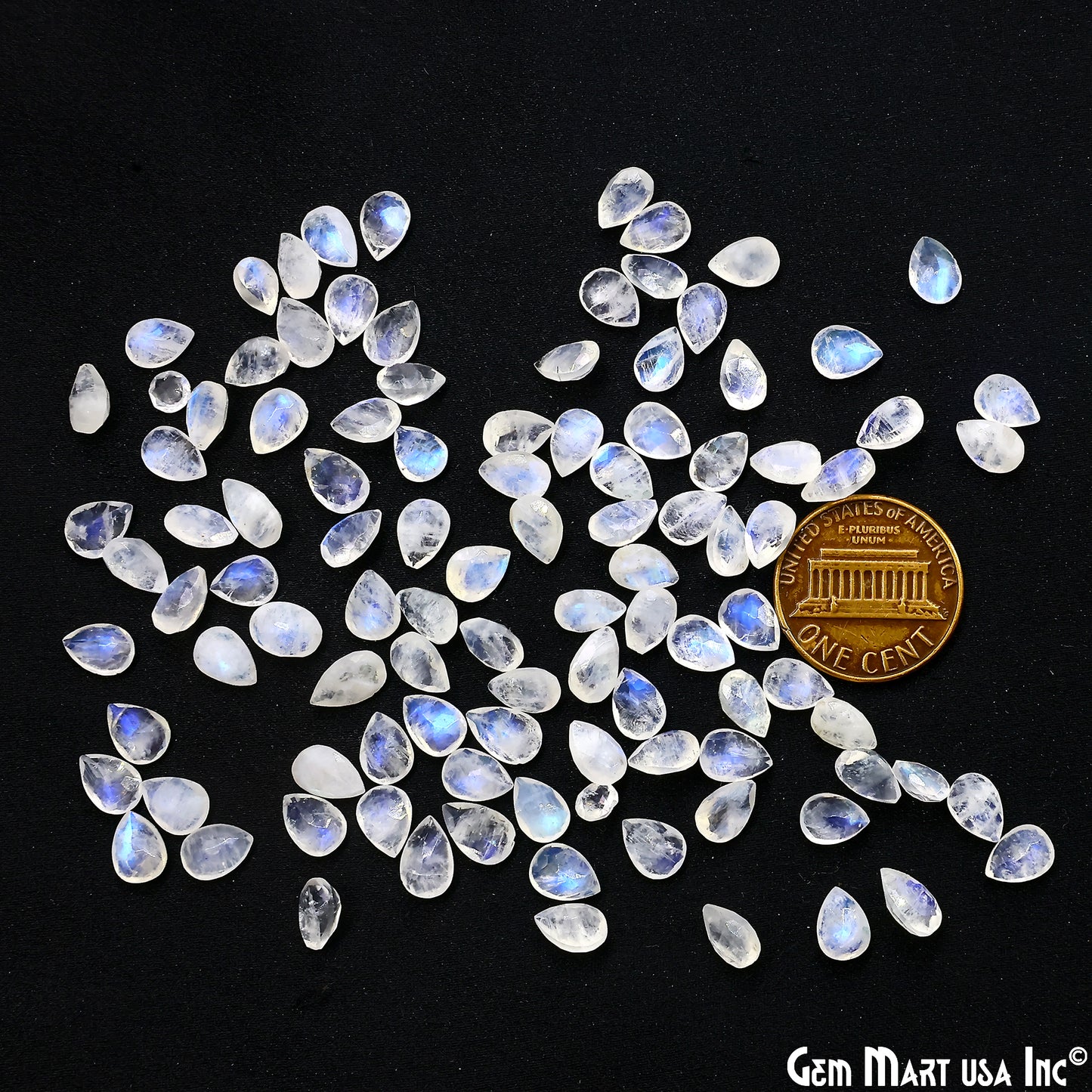 Rainbow Moonstone Wholesale Gemstones, 100% Natural Semi-Precious Gems, Rainbow Cabochons Loose Gems, 7x5mm, Pears, 10PC