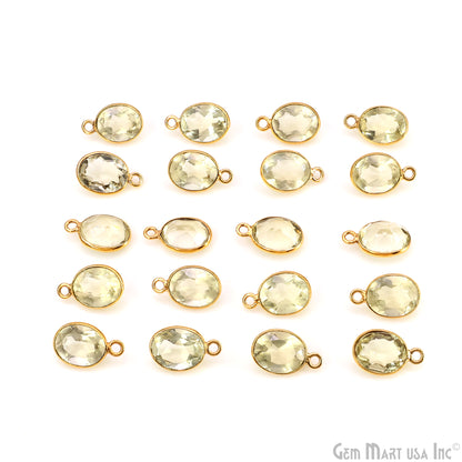 Oval 8x10mm Brilliant Cut Gold Plated Bezel Single Bail Connector