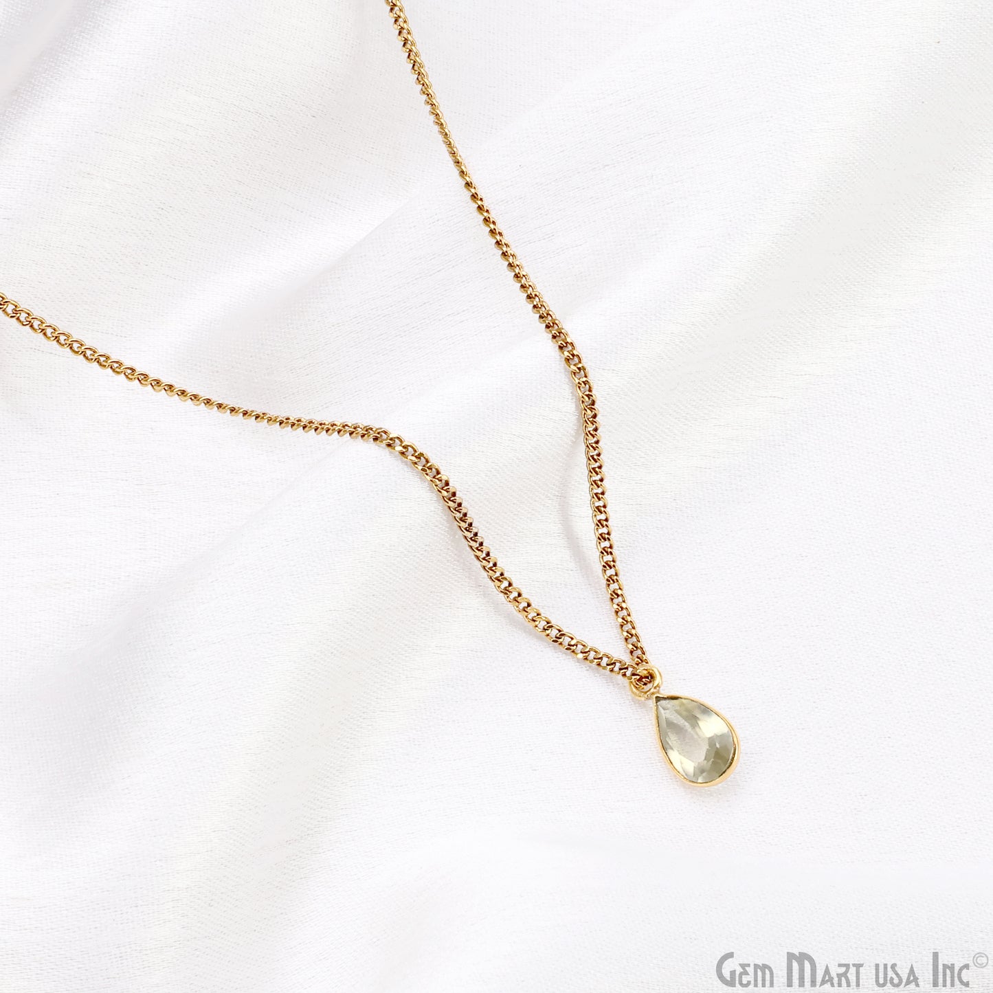 Pears 6x9mm Brilliant Cut Gold Plated Bezel Single Bail Gemstone Connector