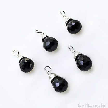 Black Onyx Drop 7x5mm Silver Wire Wrapped Single Bail Connector