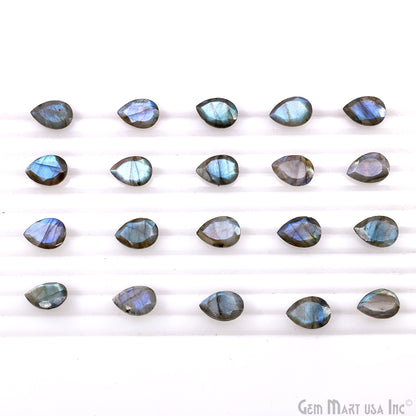 Labradorite Wholesale Gemstones, 100% Natural Semi-Precious Gems, Blue Flash Faceted Loose Gems, 10x14mm, Pears, 2PC Lot