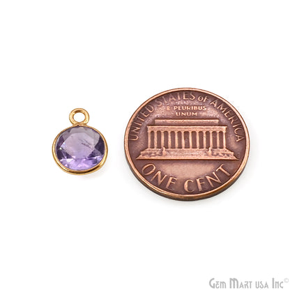 Round 8mm Brilliant Cut Gold Plated Bezel Single Bail Gemstone Connector