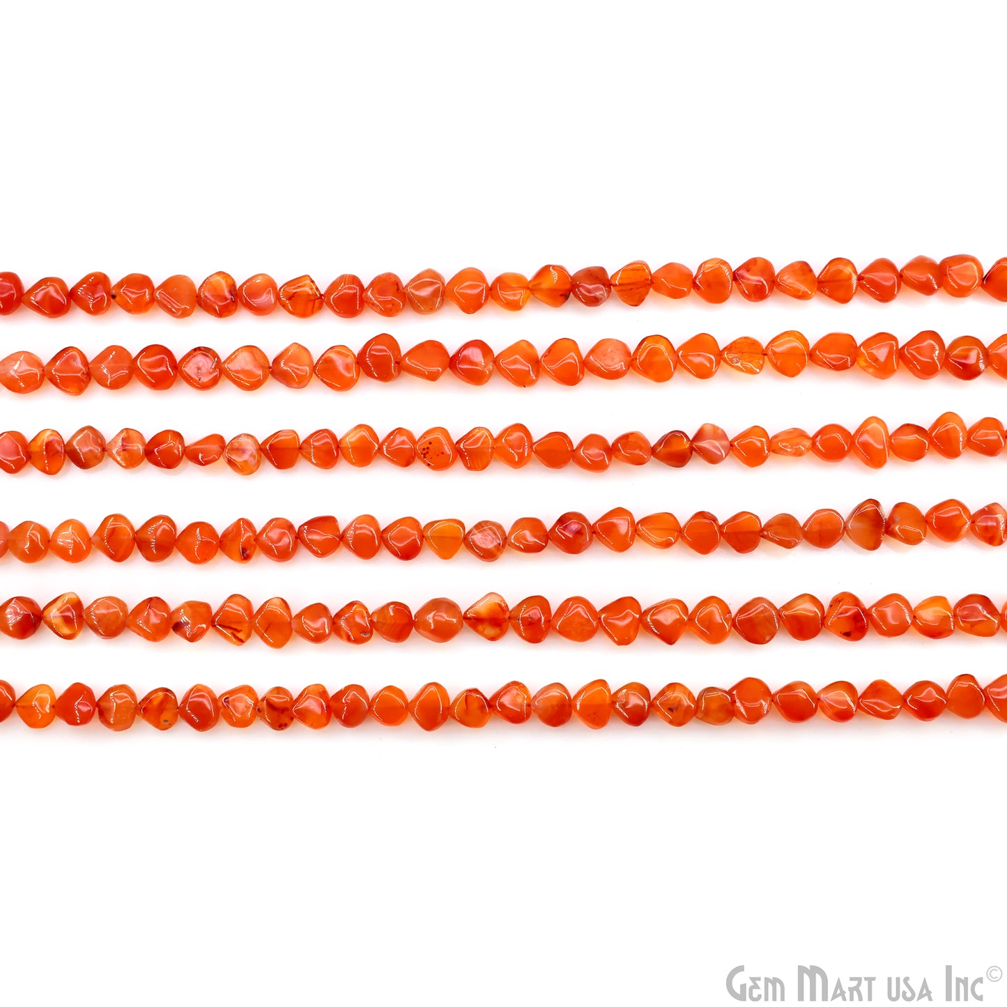 Carnelian Smooth Heart Drilled Beads 5-7mm Waist Beads, Rondelle Bead Strand 13 Inch