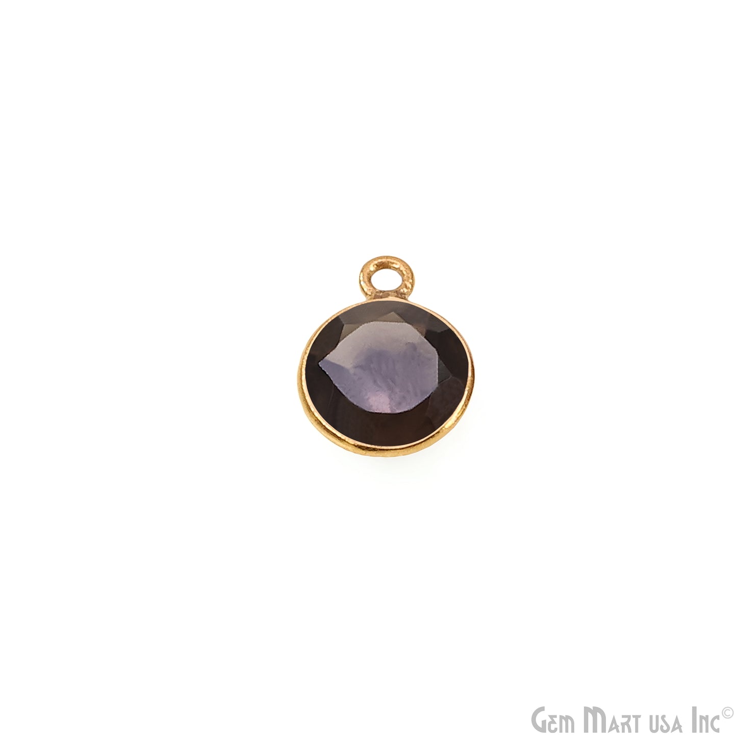 Round 9mm Brilliant Cut Gold Plated Bezel Single Bail Gemstone Connector
