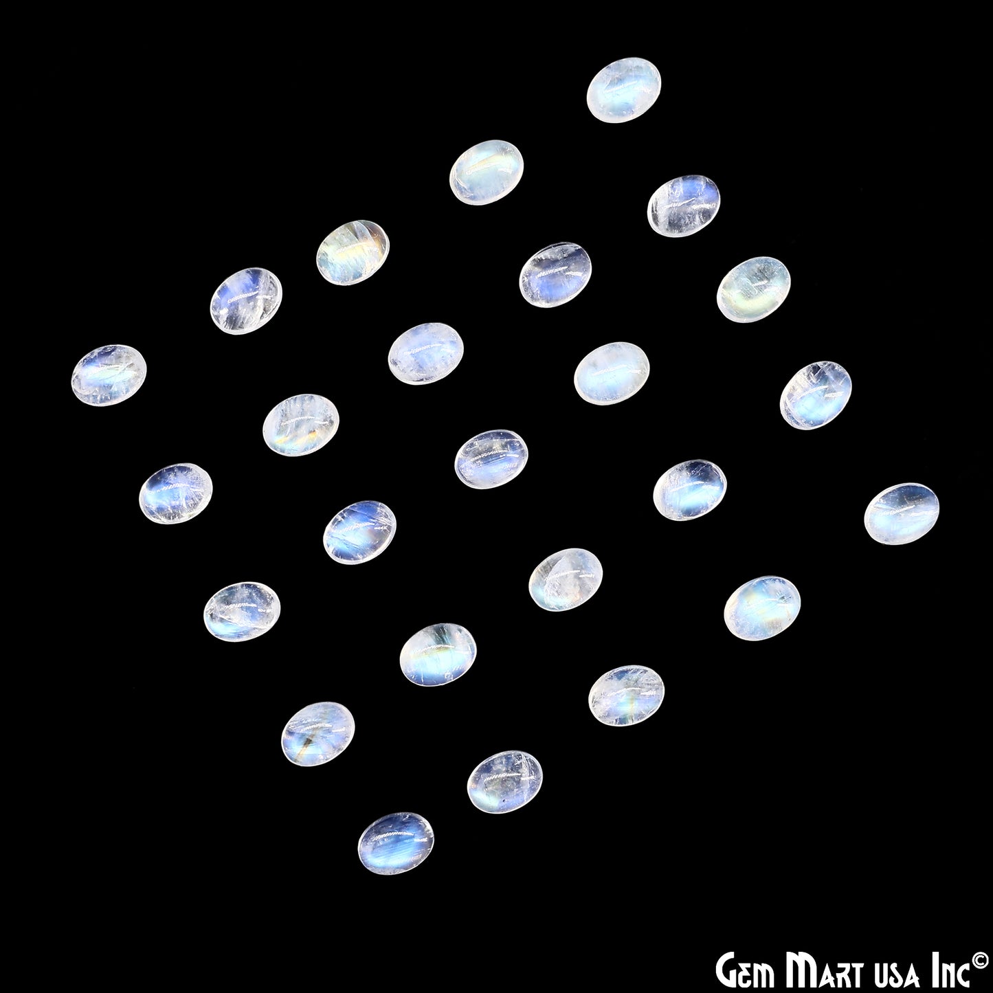 Rainbow Moonstone Oval Cabochon, 6x8mm, 5 Carats, 100% Natural Cabochon Loose Gems, Wholesale Gemstones