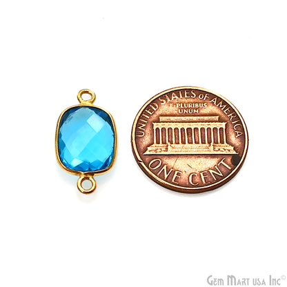 Octagon 9x11mm Double Bail Gold Bezel Gemstone Connector