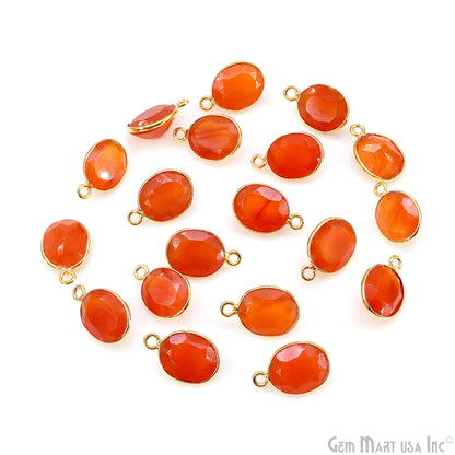 Oval 9x11mm Brilliant Cut Gold Plated Bezel Single Bail Connector