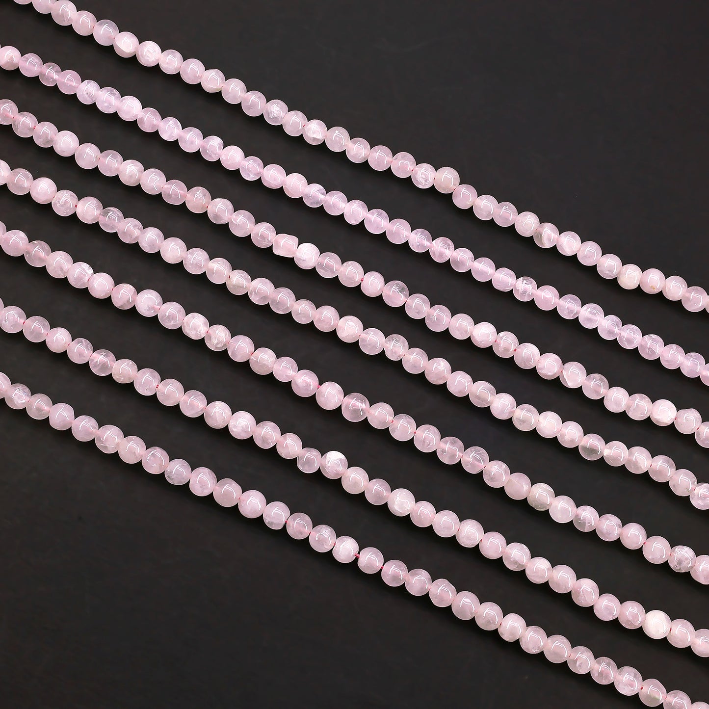 Rose Quartz Smooth Round Drilled Beads 3-5mm Waist Beads, Rondelle Bead Strand 13 Inch