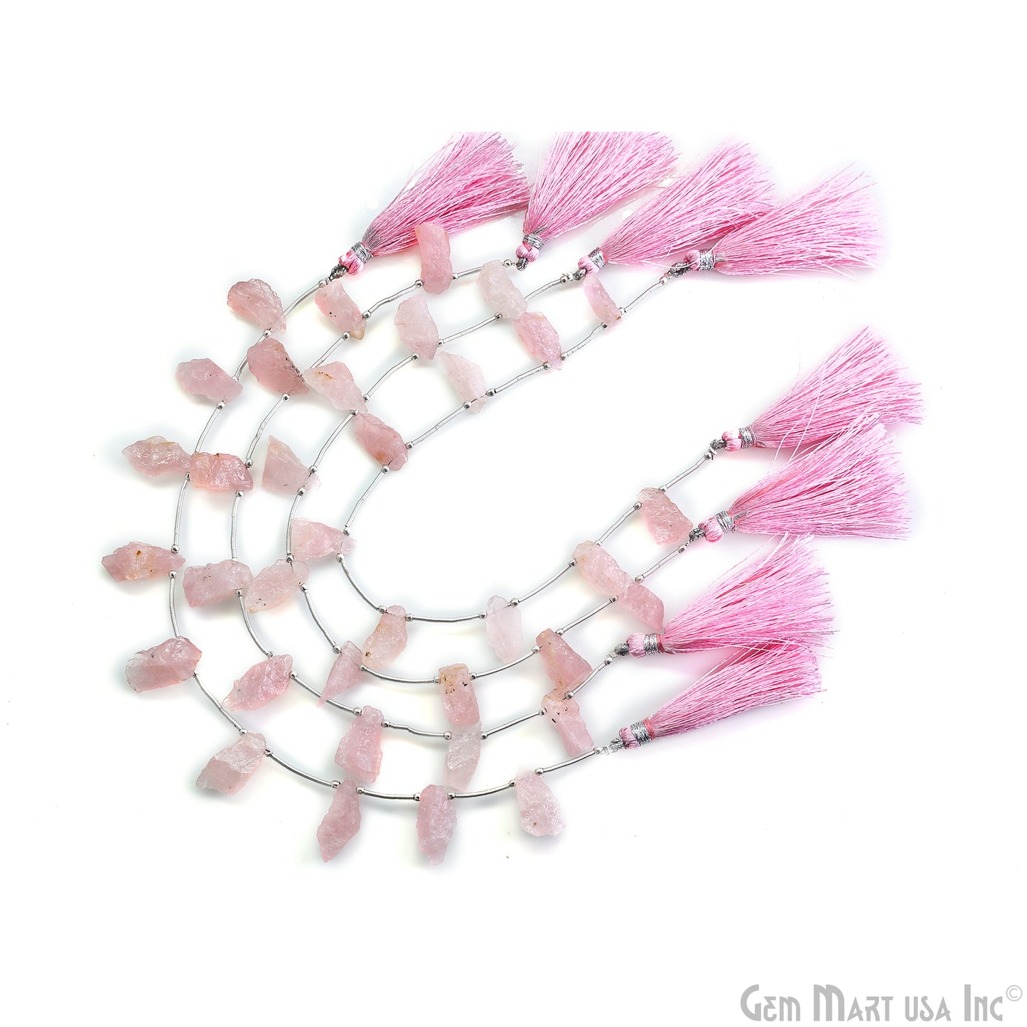 Rose Quartz Rough Beads, 9.5 Inch Gemstone Strands, Drilled Strung Briolette Beads, Free Form, 12x20mm